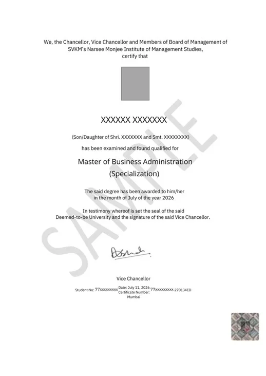 VIT Online MCA degree sample